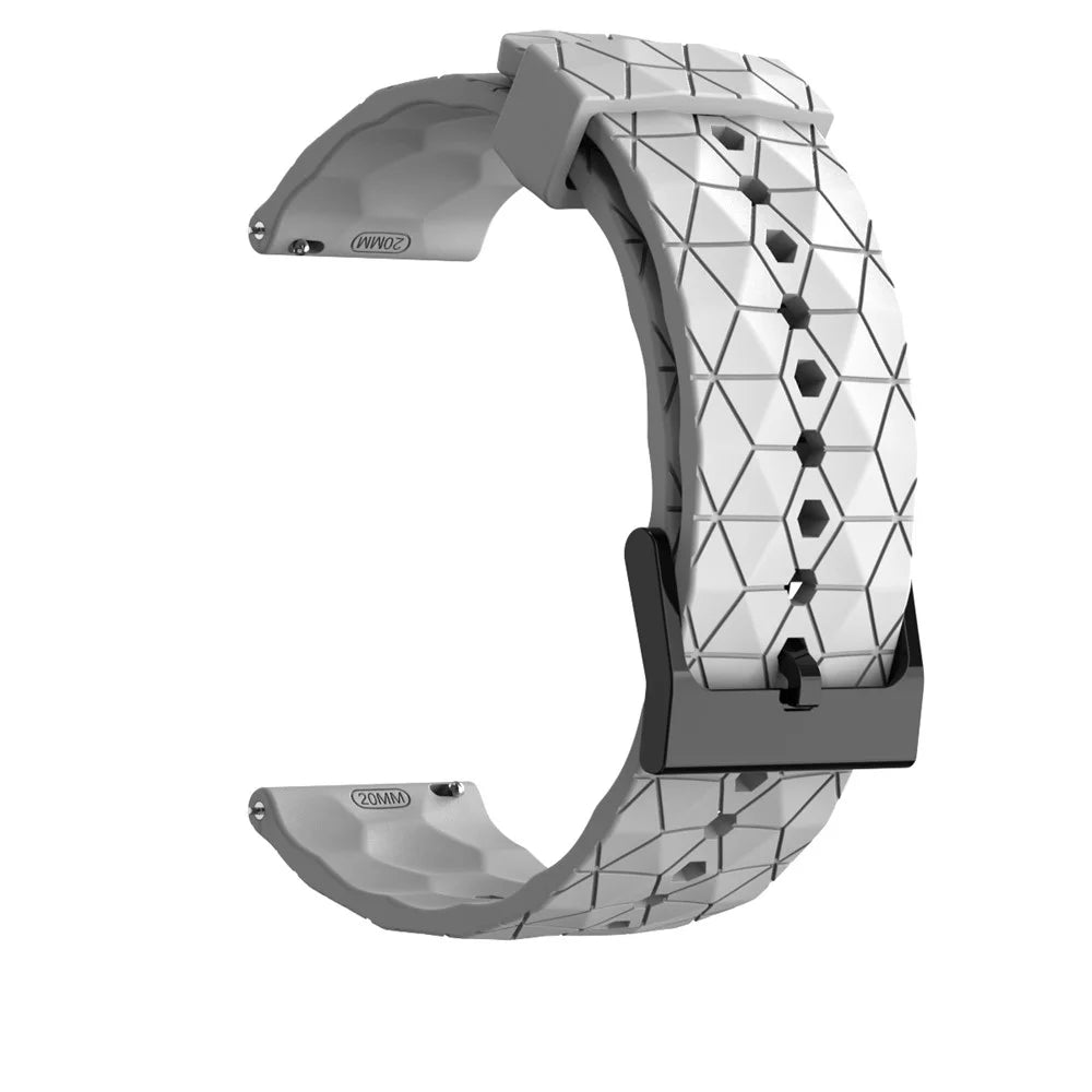 For Samsung Galaxy Watch 5 40mm/44mm/Huawei Watch GT 42mm/46mm Football Pattern Silicone Watch Strap 20mm Replacement Wrist Band - White - 4
