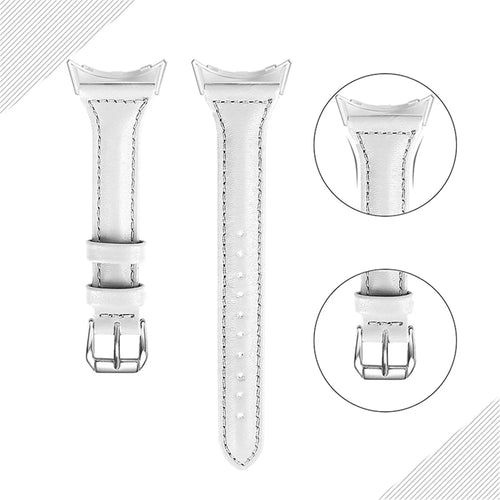 For Google Pixel Watch 4 41mm / Watch 3 41mm / Watch 2 / Watch Genuine Leather Watch Band Quick Release 20mm Watch Strap with Silver Connector - White - 1