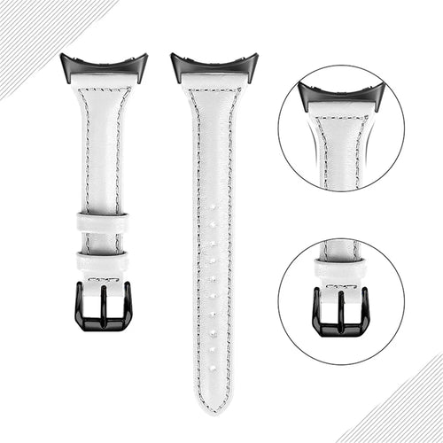 For Google Pixel Watch 4 41mm / Watch 3 41mm / Watch 2 / Watch Genuine Leather Watch Band Adjustable 20mm Bracelet Strap with Black Connector - White - 1