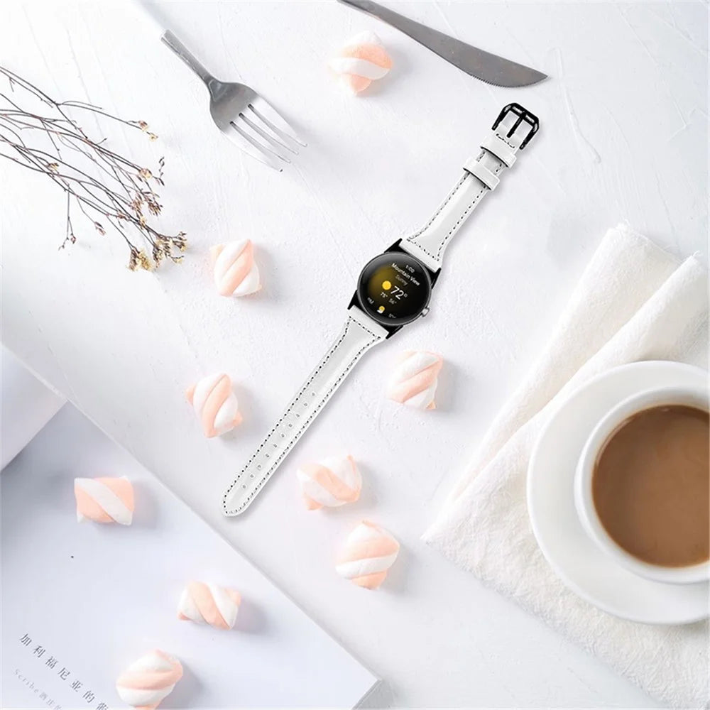 For Google Pixel Watch 4 41mm / Watch 3 41mm / Watch 2 / Watch Genuine Leather Watch Band Adjustable 20mm Bracelet Strap with Black Connector - White - 3