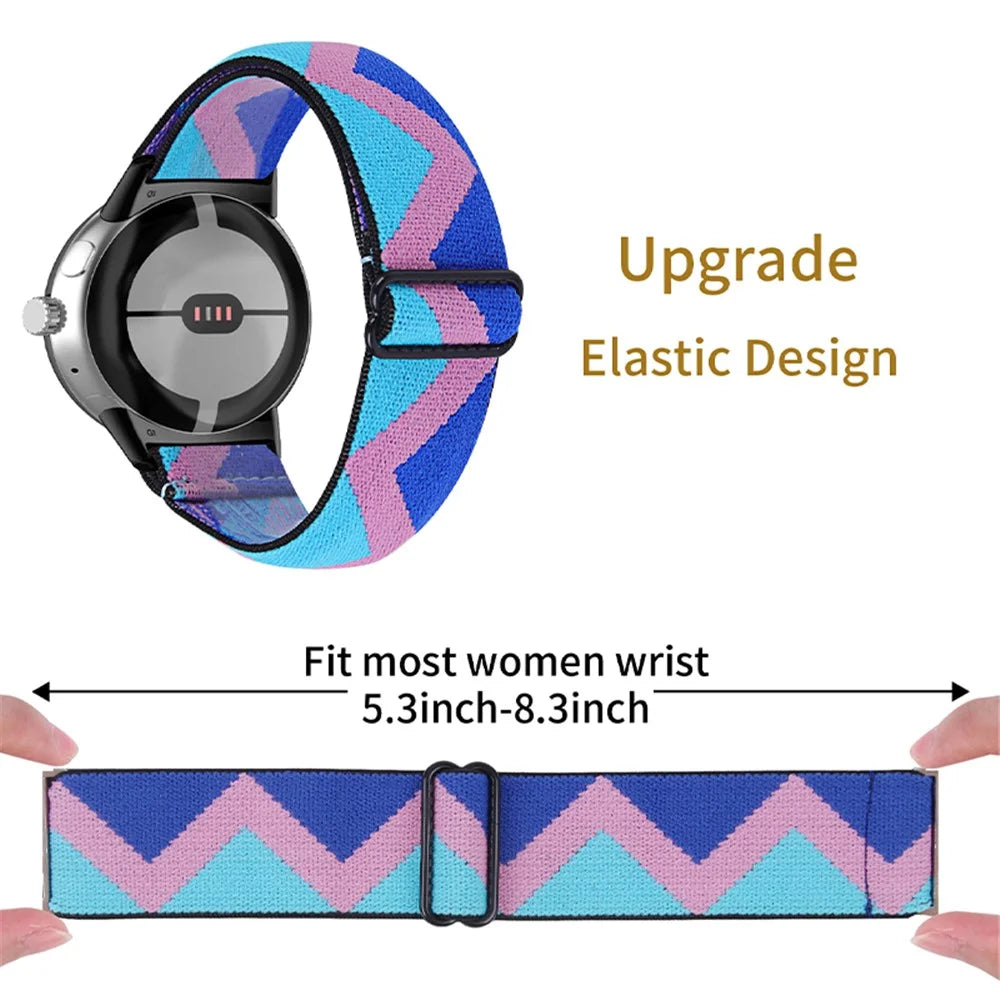 For Google Pixel Watch 4 41mm / Watch 3 41mm / Watch 2 / Watch Elastic Watch Band Braided Wrist Strap with Black Connector - Style A - 2