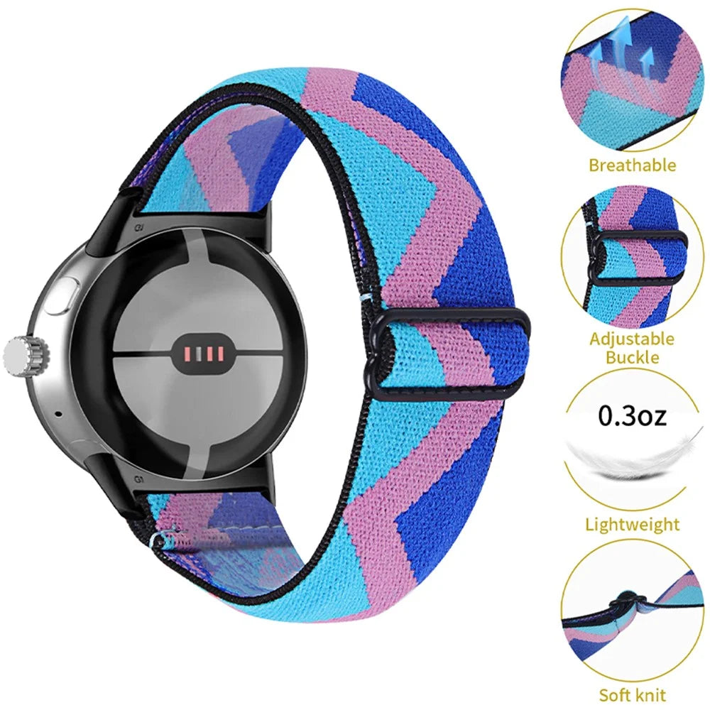 For Google Pixel Watch 4 41mm / Watch 3 41mm / Watch 2 / Watch Elastic Watch Band Braided Wrist Strap with Black Connector - Style A - 3