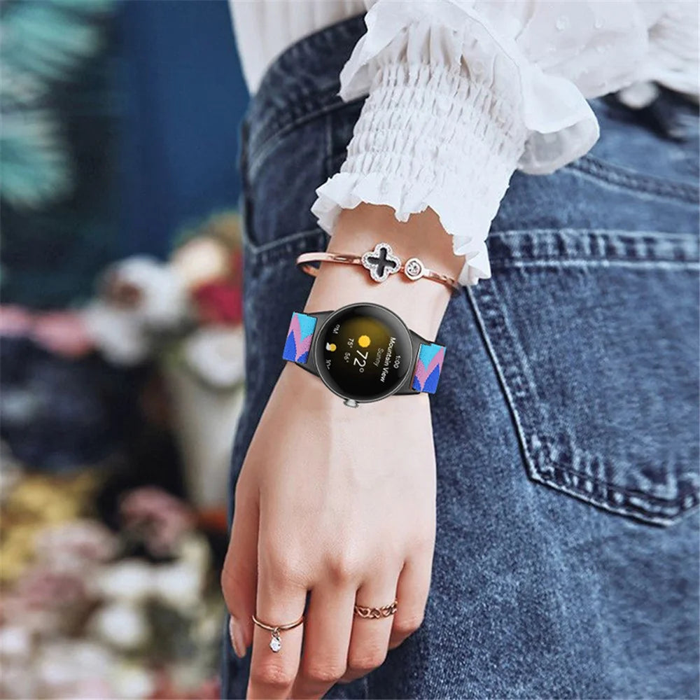 For Google Pixel Watch 4 41mm / Watch 3 41mm / Watch 2 / Watch Elastic Watch Band Braided Wrist Strap with Black Connector - Style A - 6