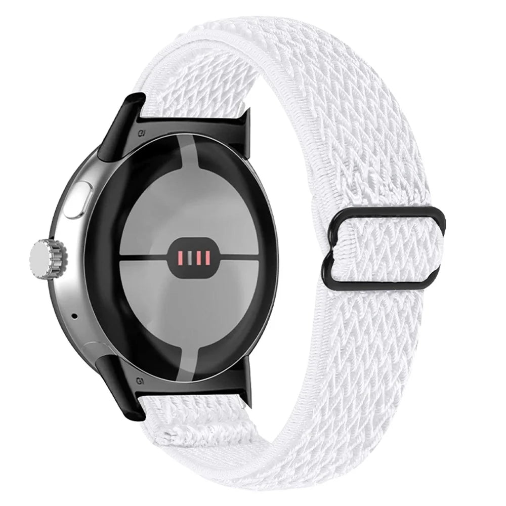 For Google Pixel Watch 4 41mm / Watch 3 41mm / Watch 2 / Watch Elastic Watch Strap Replacement Watch Band with Black Connector - White - 1