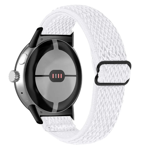 For Google Pixel Watch 4 41mm / Watch 3 41mm / Watch 2 / Watch Elastic Watch Strap Replacement Watch Band with Black Connector - White - 1