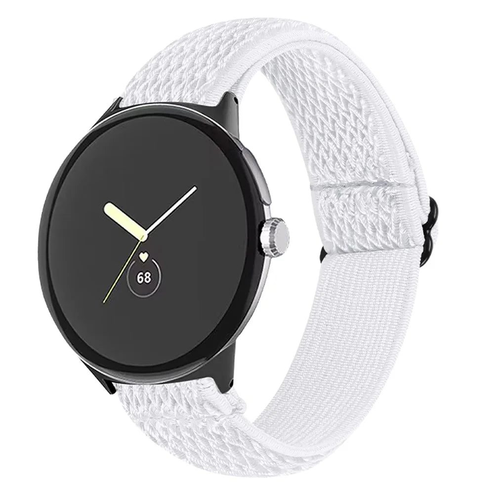 For Google Pixel Watch 4 41mm / Watch 3 41mm / Watch 2 / Watch Elastic Watch Strap Replacement Watch Band with Black Connector - White - 3