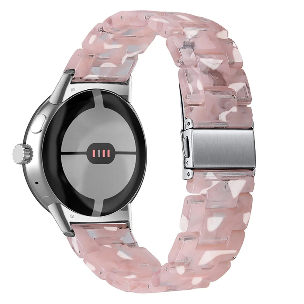 For Google Pixel Watch 4 41mm / Watch 3 41mm / Watch 2 / Watch Quick Release Resin Watch Band Replacement Polished 20mm Watch Strap - Light Pink - 1