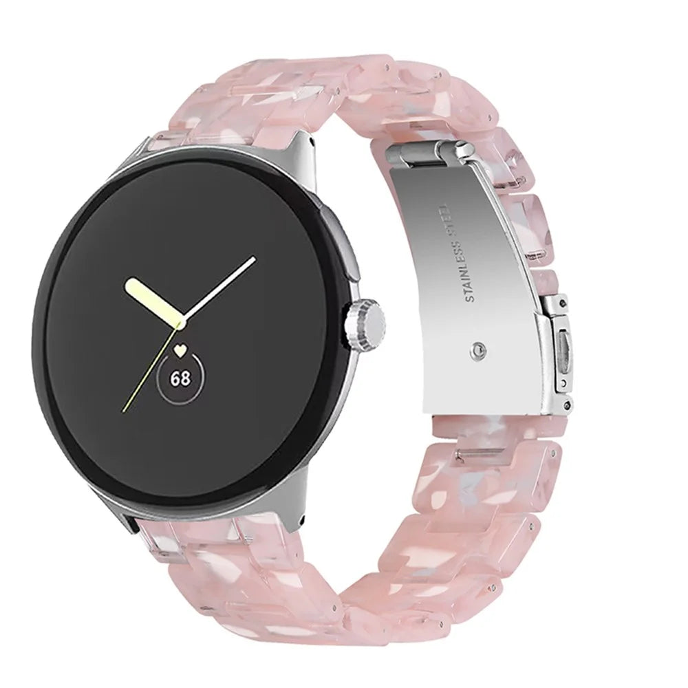 For Google Pixel Watch 4 41mm / Watch 3 41mm / Watch 2 / Watch Quick Release Resin Watch Band Replacement Polished 20mm Watch Strap - Light Pink - 3