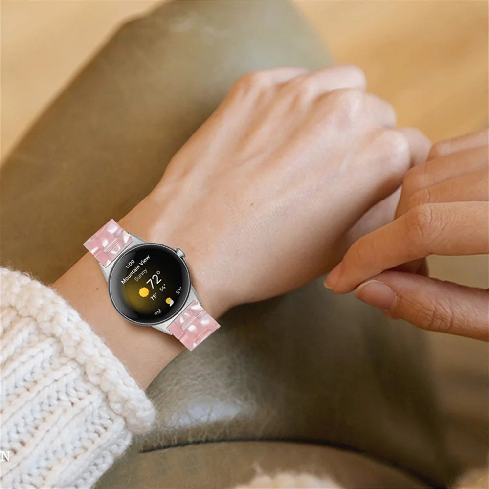 For Google Pixel Watch 4 41mm / Watch 3 41mm / Watch 2 / Watch Quick Release Resin Watch Band Replacement Polished 20mm Watch Strap - Light Pink - 6