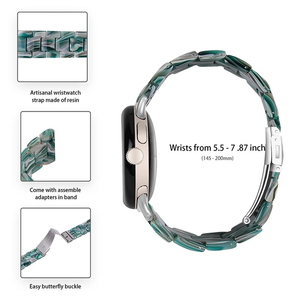 Replacement Watch Band for Google Pixel Watch 4 41mm / Watch 3 41mm / Watch 2 / Watch Quick Release Polished Watchband 20mm Resin Watch Strap - Green - 2