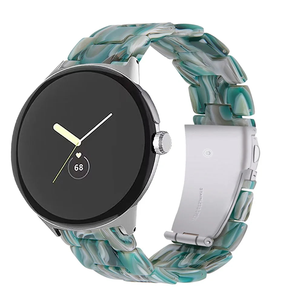 Replacement Watch Band for Google Pixel Watch 4 41mm / Watch 3 41mm / Watch 2 / Watch Quick Release Polished Watchband 20mm Resin Watch Strap - Green - 4