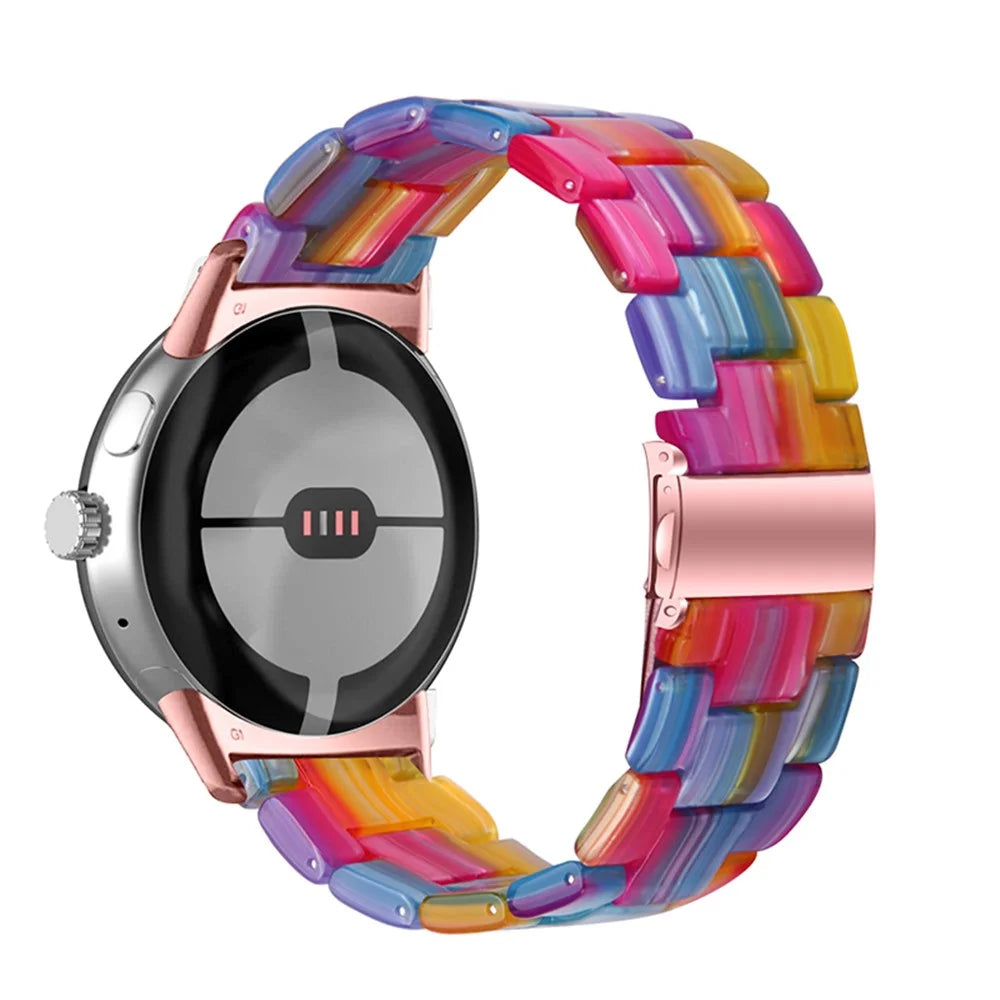 For Google Pixel Watch 4 41mm / Watch 3 41mm / Watch 2 / Watch Slim Light Resin Band Sport Strap Bracelet with Stainless Steel Buckle - Rainbow - 1