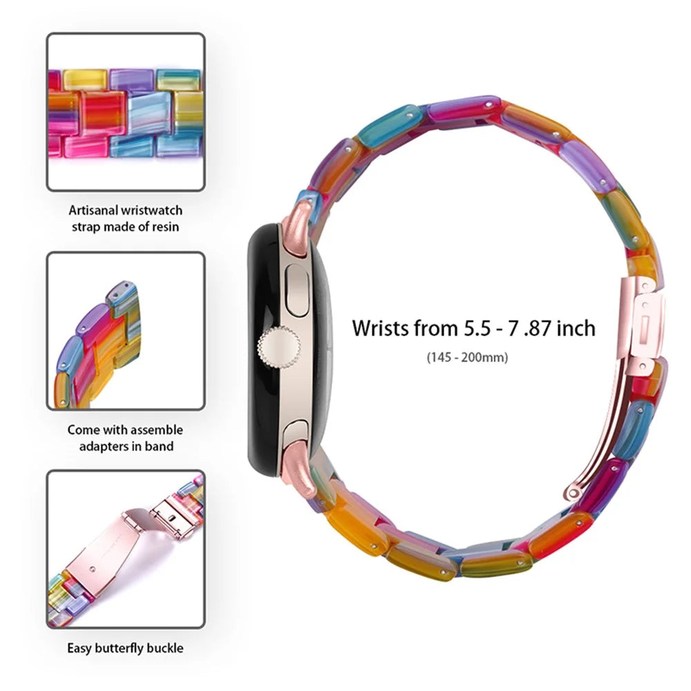 For Google Pixel Watch 4 41mm / Watch 3 41mm / Watch 2 / Watch Slim Light Resin Band Sport Strap Bracelet with Stainless Steel Buckle - Rainbow - 2