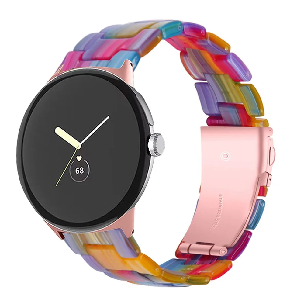 For Google Pixel Watch 4 41mm / Watch 3 41mm / Watch 2 / Watch Slim Light Resin Band Sport Strap Bracelet with Stainless Steel Buckle - Rainbow - 3