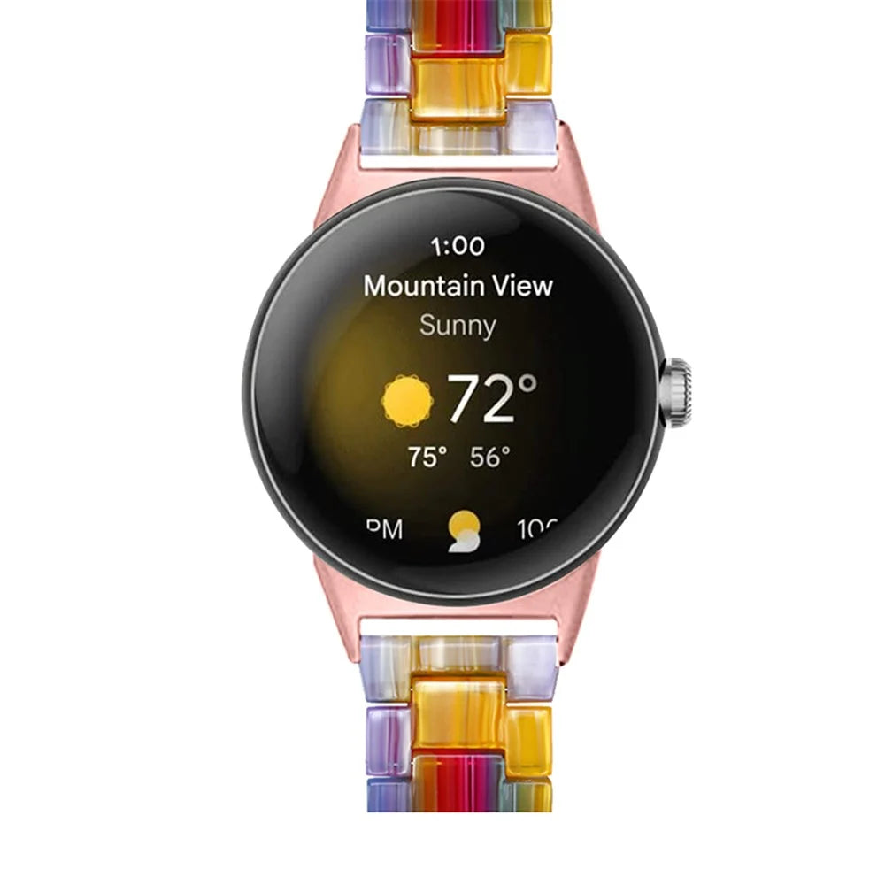 For Google Pixel Watch 4 41mm / Watch 3 41mm / Watch 2 / Watch Slim Light Resin Band Sport Strap Bracelet with Stainless Steel Buckle - Rainbow - 4
