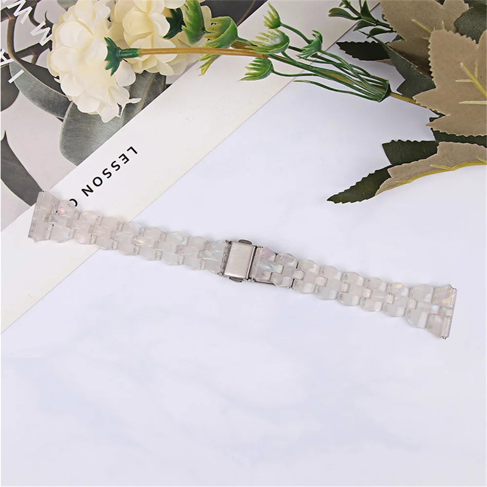 For Google Pixel Watch 4 41mm / Watch 3 41mm / Watch 2 / Watch Rhombus Resin Band Lightweight Wristband Bracelet Strap with Stainless Steel Buckle - Shell White - 4