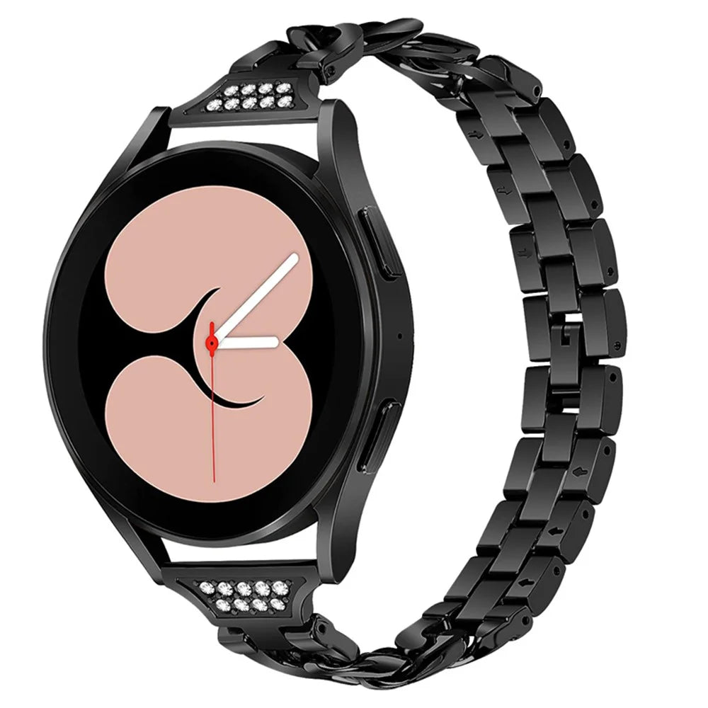 For Samsung Galaxy Watch4 Active 40mm / 44mm / Watch4 Classic 42mm / 46mm Rhinestone Decor 20mm Metal Smart Watch Band Replacement Wrist Strap - Black - 2