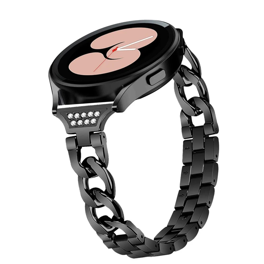 For Samsung Galaxy Watch4 Active 40mm / 44mm / Watch4 Classic 42mm / 46mm Rhinestone Decor 20mm Metal Smart Watch Band Replacement Wrist Strap - Black - 3