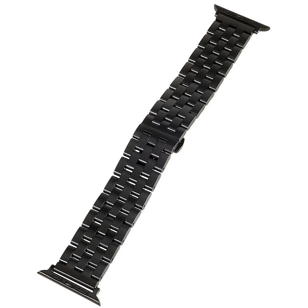 For Apple Watch Ultra 3 2 1 49mm / Series 11 10 46mm / 9 8 7 45mm / SE3 SE2 SE 6 5 4 44mm / 3 2 1 42mm Watch Band 5-Beads Stainless Steel Replacement Strap - Black - 3