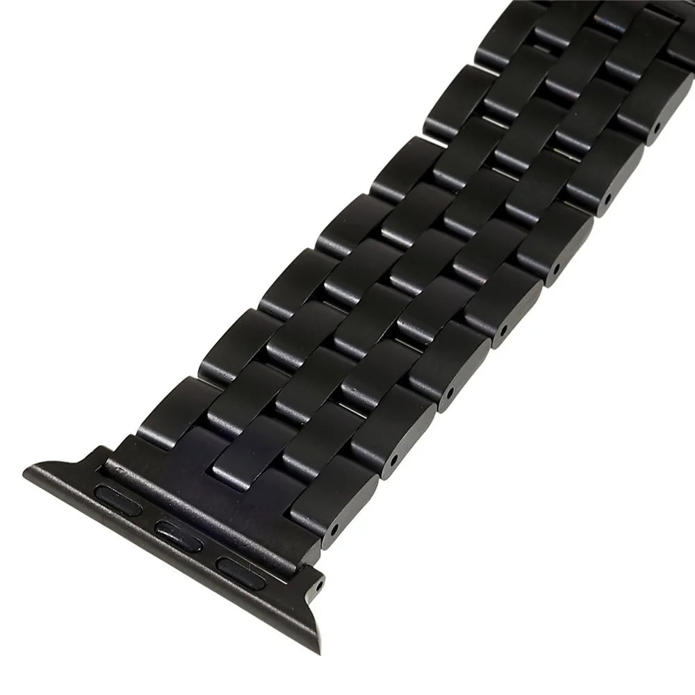 For Apple Watch Ultra 3 2 1 49mm / Series 11 10 46mm / 9 8 7 45mm / SE3 SE2 SE 6 5 4 44mm / 3 2 1 42mm Watch Band 5-Beads Stainless Steel Replacement Strap - Black - 6