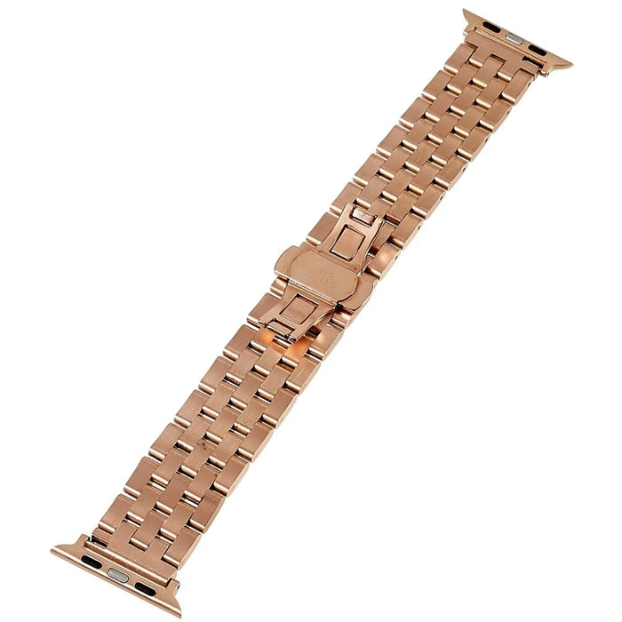 Watch Strap for Apple Watch Series 11 10 42mm / 9 8 7 41mm / SE3 SE2 SE 6 5 4 40mm / 3 2 1 38mm 5-Beads Stainless Steel Metal Wristband - Rose Gold - 3