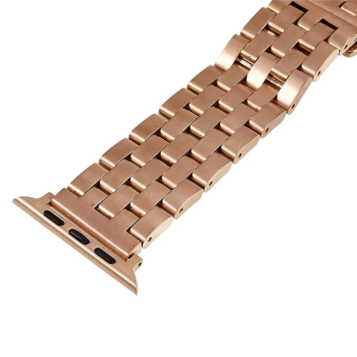 Watch Strap for Apple Watch Series 11 10 42mm / 9 8 7 41mm / SE3 SE2 SE 6 5 4 40mm / 3 2 1 38mm 5-Beads Stainless Steel Metal Wristband - Rose Gold - 4