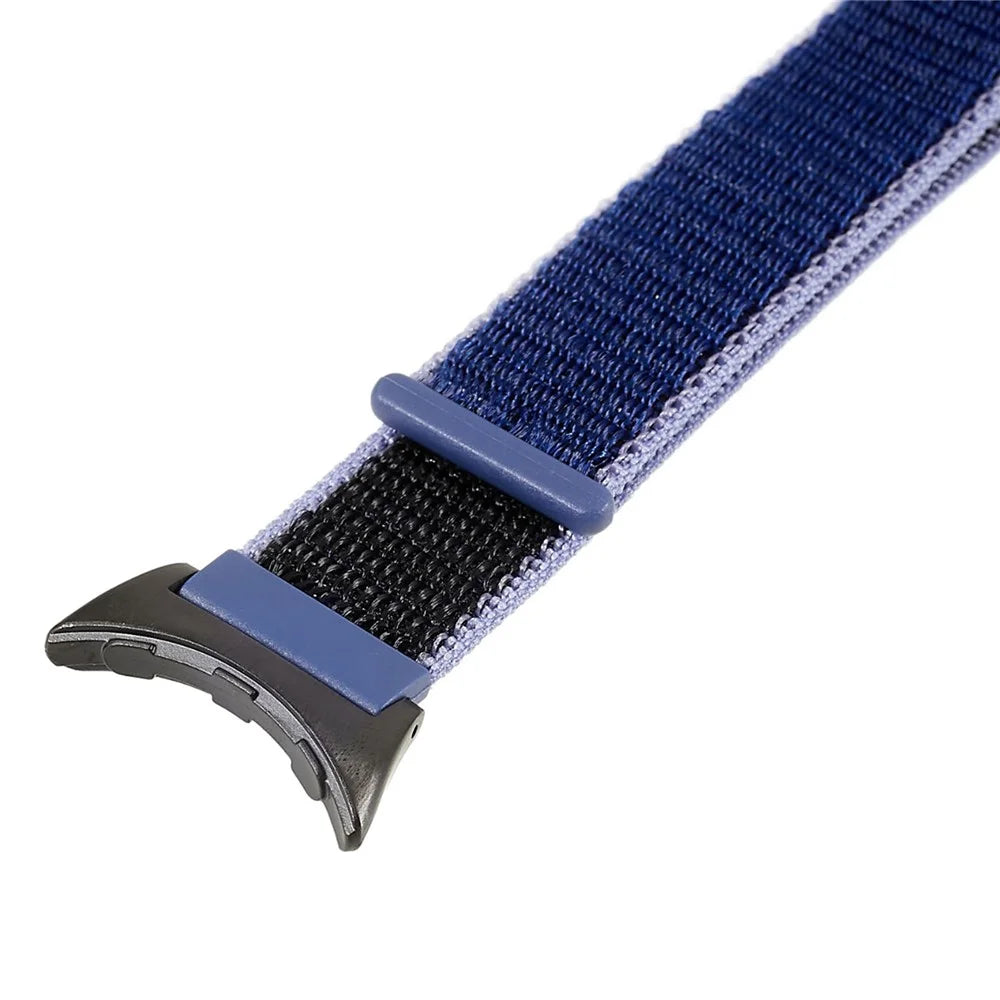 For Google Pixel Watch 4 41mm / Watch 3 41mm / Watch 2 / Watch Breathable Nylon Weave Strap Sport Loop Replacement Watch Band with Black Metal Connector - Blue - 4