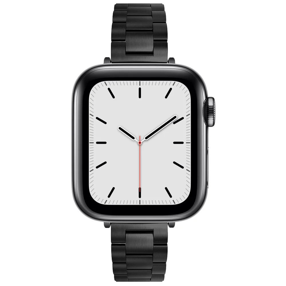 Watch Strap for Apple Watch Series 11 10 42mm / 9 8 7 41mm / SE3 SE2 SE 6 5 4 40mm / 3 2 1 38mm Three Beads Slim Metal Watch Band - Black - 3