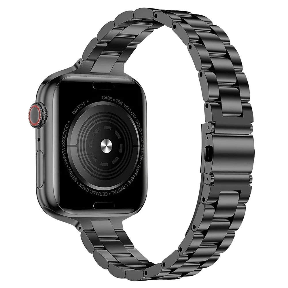 For Apple Watch Ultra 3 2 1 49mm / Series 11 10 46mm / 9 8 7 45mm / SE3 SE2 SE 6 5 4 44mm / 3 2 1 42mm Watch Strap Stainless Steel Quick Release Watchband - Black - 1