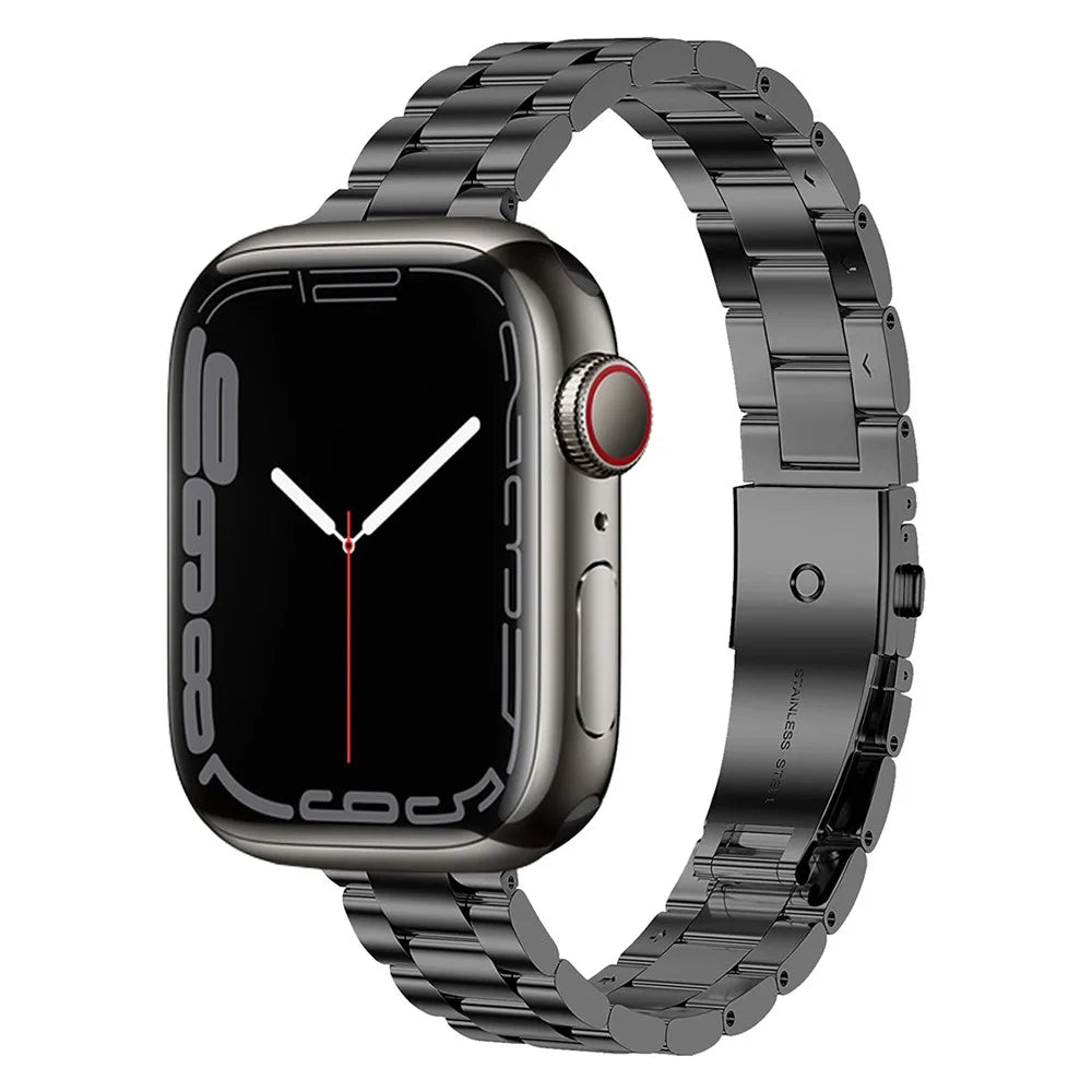 For Apple Watch Ultra 3 2 1 49mm / Series 11 10 46mm / 9 8 7 45mm / SE3 SE2 SE 6 5 4 44mm / 3 2 1 42mm Watch Strap Stainless Steel Quick Release Watchband - Black - 2