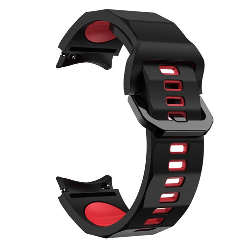 For Samsung Galaxy Watch6 40mm 44mm / Watch6 Classic 43mm 47mm / Watch 5 40mm 44mm / 5 Pro 45mm / Watch4 40mm 44mm Wave Grain Soft Silicone Watch Band Dual Color Bracelet Sports Strap - Black / Red - 1