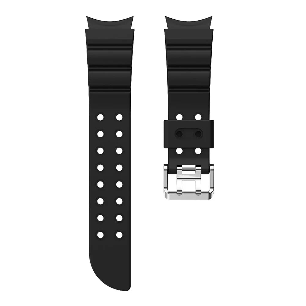 For Samsung Galaxy Watch6 40mm 44mm / Watch6 Classic 43mm 47mm / Watch 5 40mm 44mm / 5 Pro 45mm / Watch4 40mm 44mm Silicone Watch Strap Replacement Waterproof Smooth Flexible Band - Black - 2