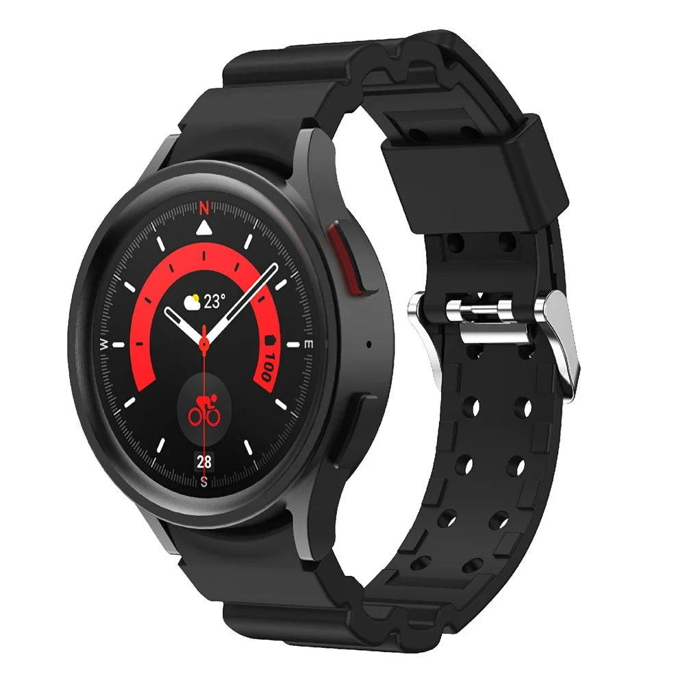 For Samsung Galaxy Watch6 40mm 44mm / Watch6 Classic 43mm 47mm / Watch 5 40mm 44mm / 5 Pro 45mm / Watch4 40mm 44mm Silicone Watch Strap Replacement Waterproof Smooth Flexible Band - Black - 3