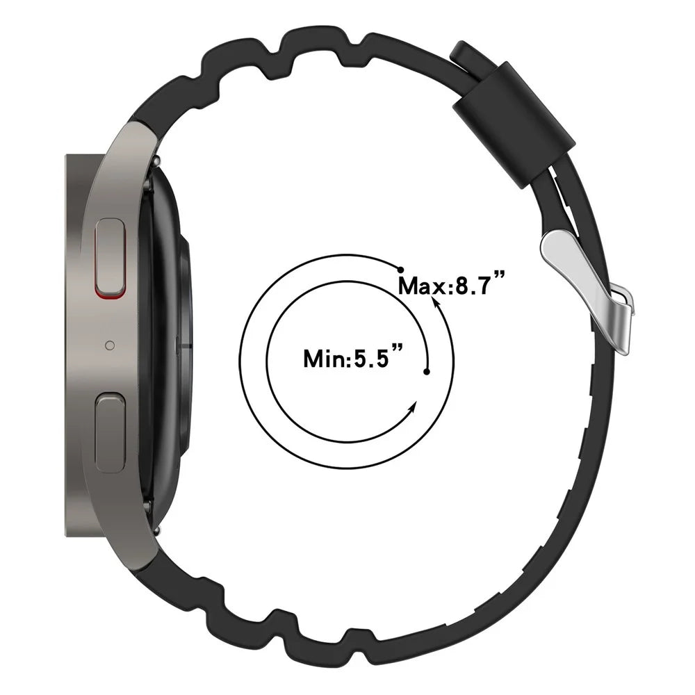 For Samsung Galaxy Watch6 40mm 44mm / Watch6 Classic 43mm 47mm / Watch 5 40mm 44mm / 5 Pro 45mm / Watch4 40mm 44mm Silicone Watch Strap Replacement Waterproof Smooth Flexible Band - Black - 4