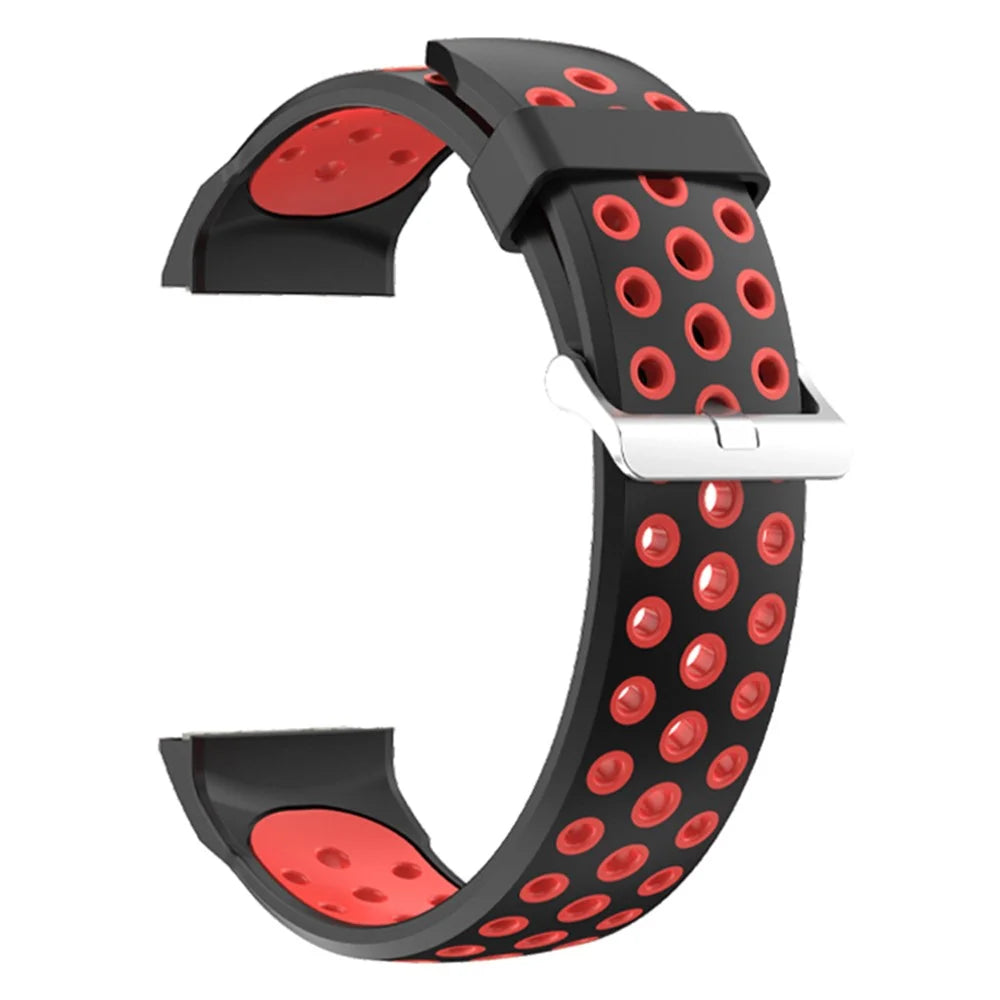 For Huawei Watch GT Cyber Multiple Holes Design Silicone Watch Strap Double Color Watchband - Black / Red - 1