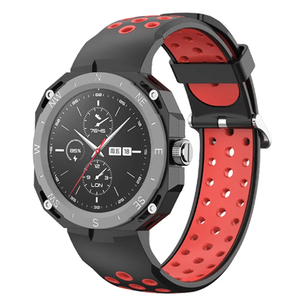 For Huawei Watch GT Cyber Multiple Holes Design Silicone Watch Strap Double Color Watchband - Black / Red - 2