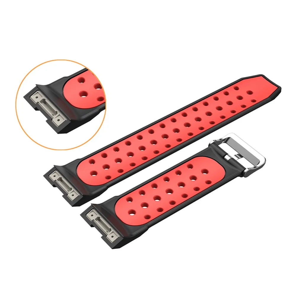 For Huawei Watch GT Cyber Multiple Holes Design Silicone Watch Strap Double Color Watchband - Black / Red - 3
