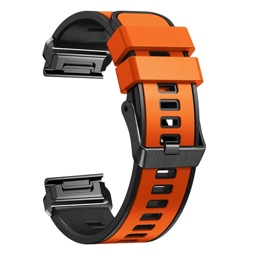 For Garmin Descent G1 / Instinct 2 Watch Strap Replacement Quick Release Dual-color Silicone Watch Band  - Orange  /  Black - 1