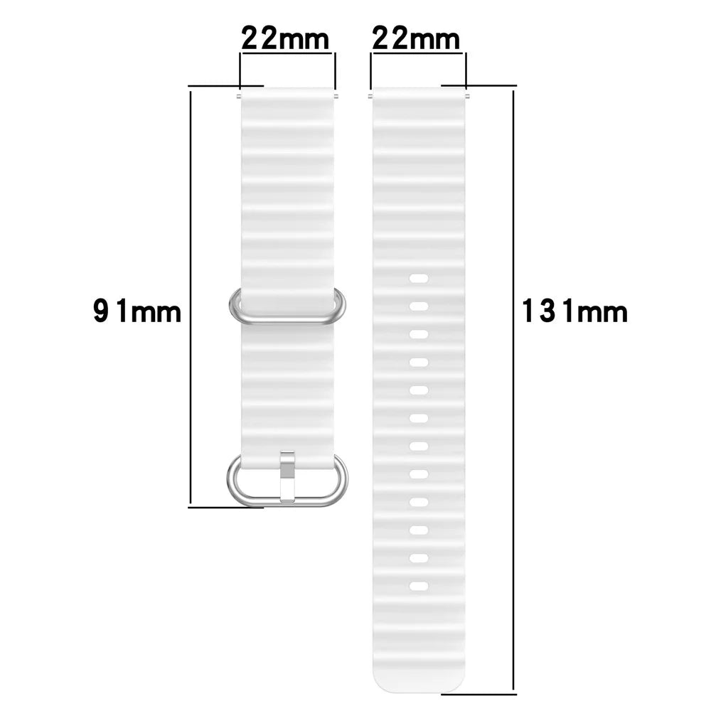 For Garmin Vivoactive 4  /  Garmin Venu 2 Universal 22mm Silicone Watch Strap Wavy Design Double Color Watchband - Black / White - 7