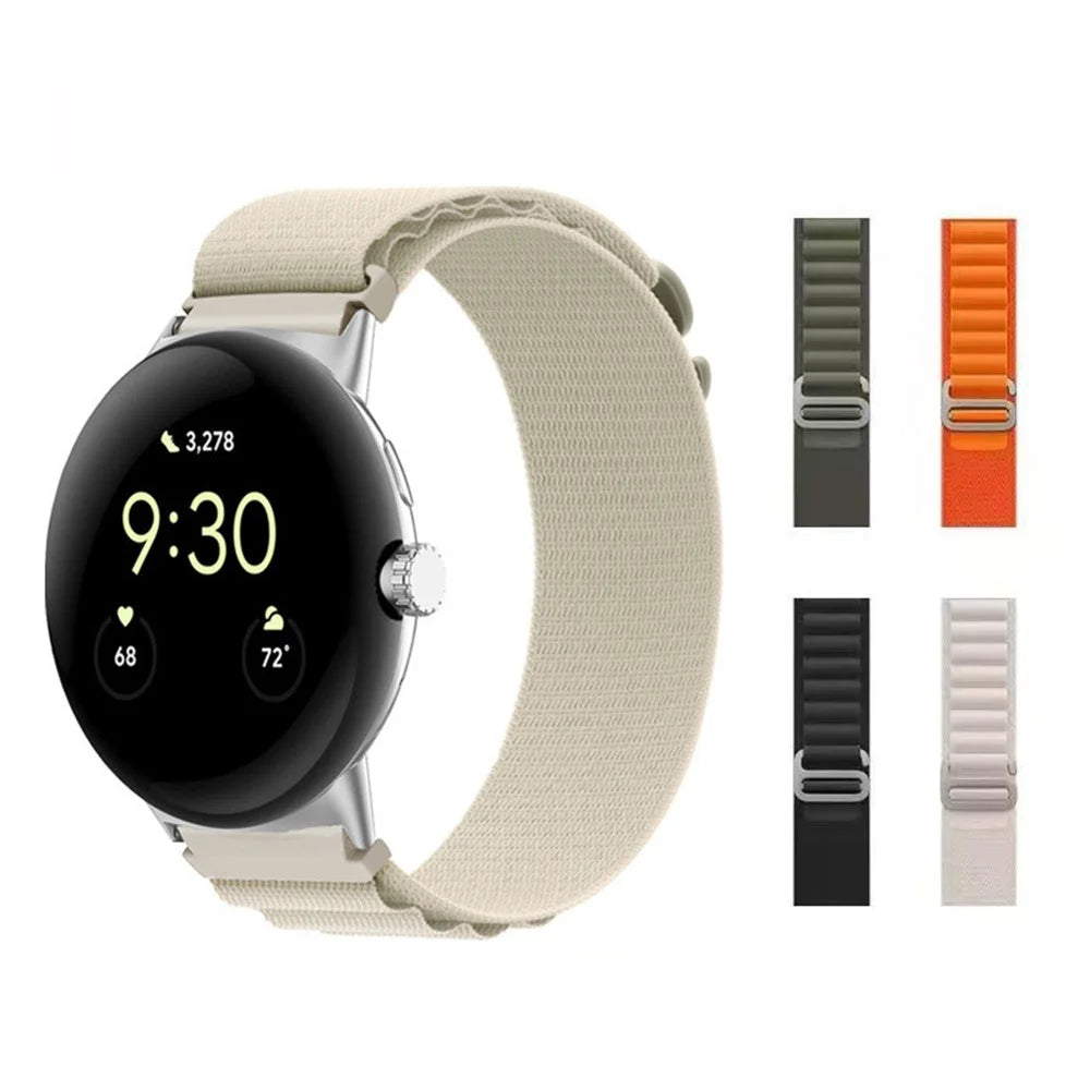 For Google Pixel Watch 4 41mm / Watch 3 41mm / Watch 2 / Watch Nylon Band G-Hook Sport Braided Woven Watch Strap with Silver Connector - Beige - 3