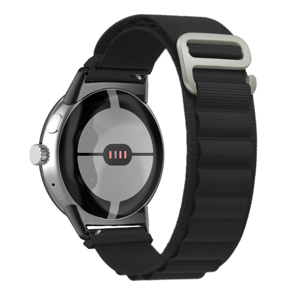 For Google Pixel Watch 4 41mm / Watch 3 41mm / Watch 2 / Watch Nylon Sport Wrist Strap Metal G-Hook Adjustable Watch Band with Black Connector - Black - 2