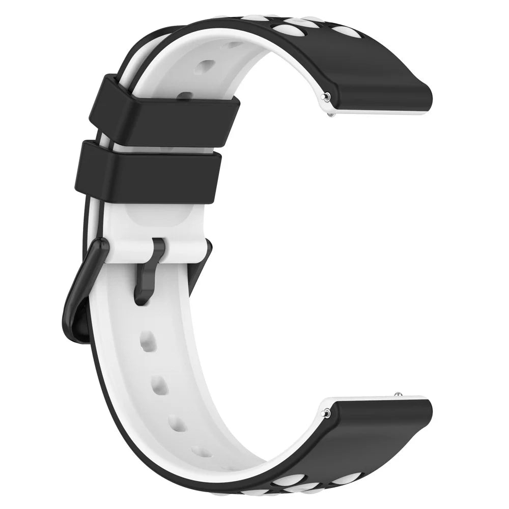 For Garmin Venu 2 Plus / Venu Sq 2 Universal 20mm Soft Silicone Watch Band Big Hole Design Double Color Watch Strap - Black / White - 2