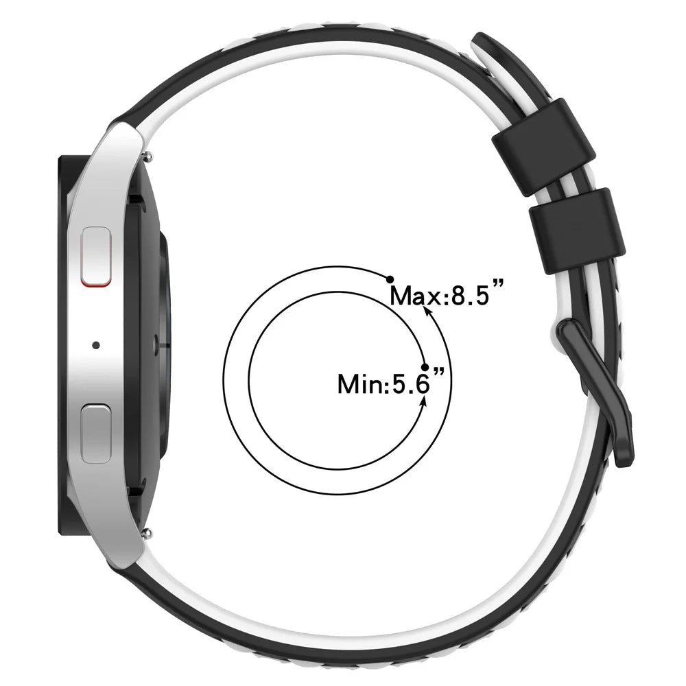 For Garmin Venu 2 Plus / Venu Sq 2 Universal 20mm Soft Silicone Watch Band Big Hole Design Double Color Watch Strap - Black / White - 6