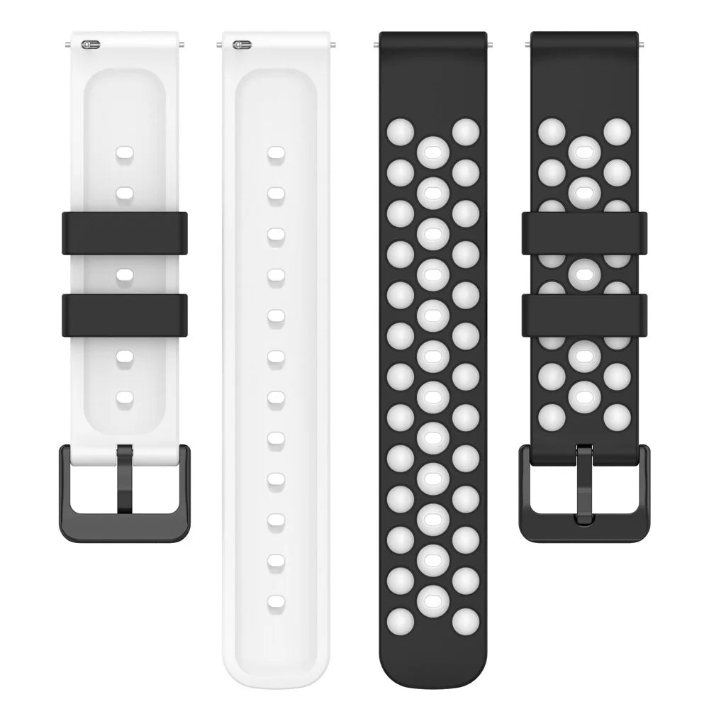 For Garmin Forerunner 255 / 745 Universal 22mm Bi-color Soft Silicone Watch Band Big Hole Design Watch Strap - Black / White - 3