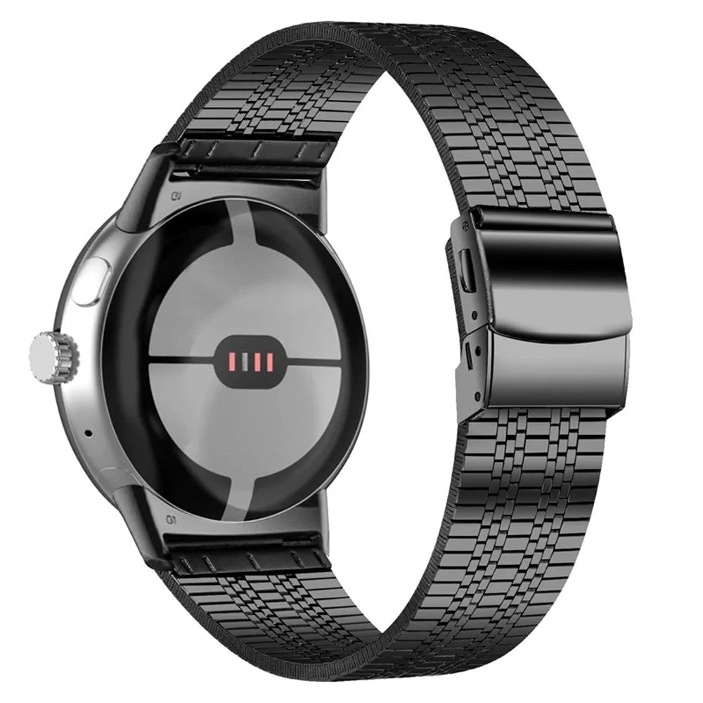 For Google Pixel Watch 4 41mm / Watch 3 41mm / Watch 2 / Watch High-End Stainless Steel Replacement Wrist Strap 5 Beads Smart Watch Band - Black - 1