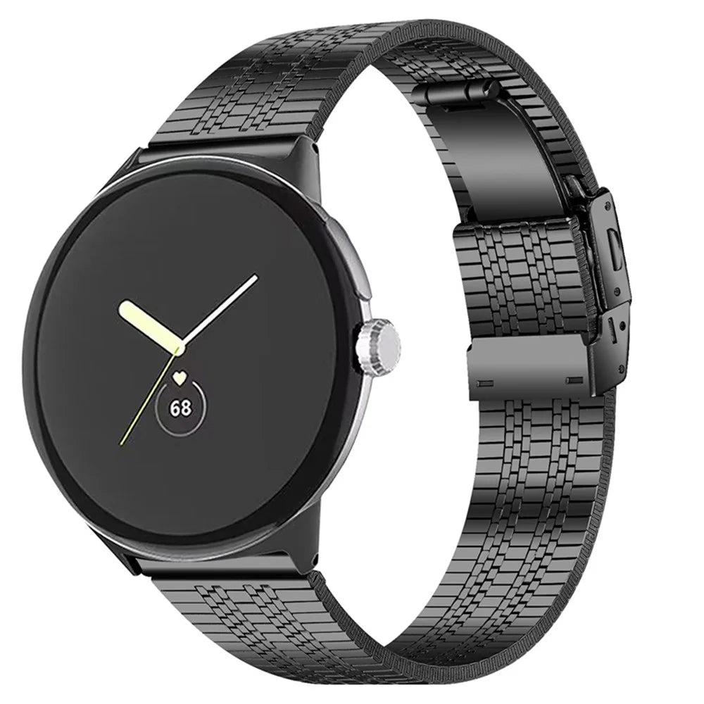 For Google Pixel Watch 4 41mm / Watch 3 41mm / Watch 2 / Watch High-End Stainless Steel Replacement Wrist Strap 5 Beads Smart Watch Band - Black - 2