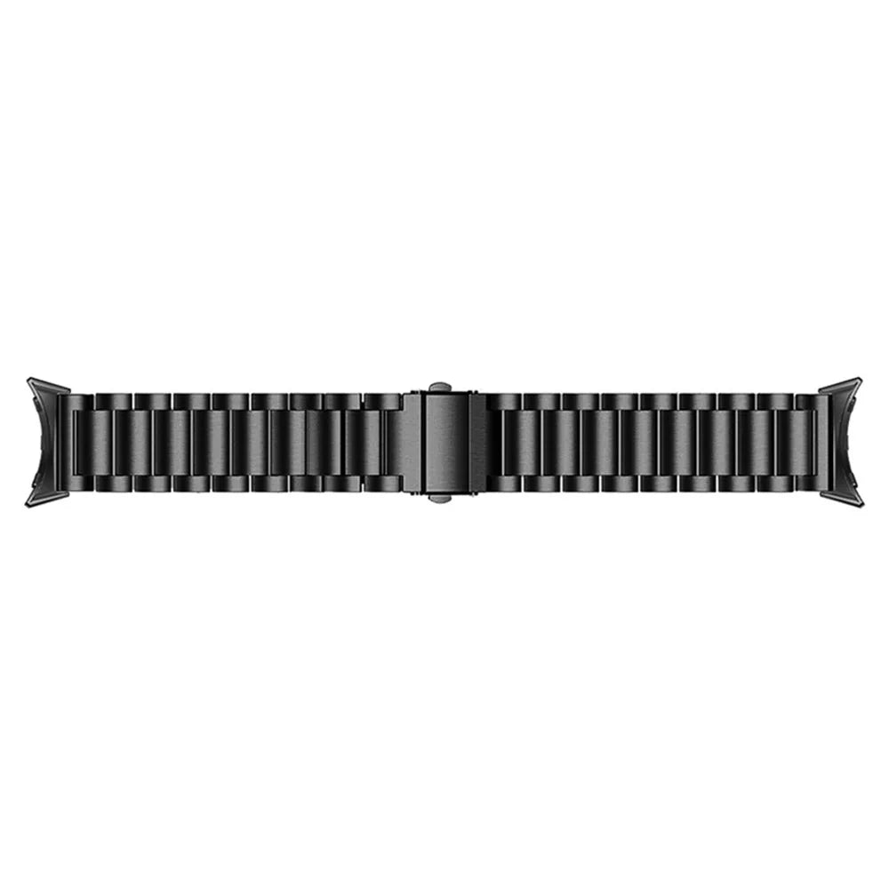 For Google Pixel Watch 4 41mm / Watch 3 41mm / Watch 2 / Watch Stylish 316 Stainless Steel 3 Beads Smart Watch Band Polished Replacement Strap - Black - 4