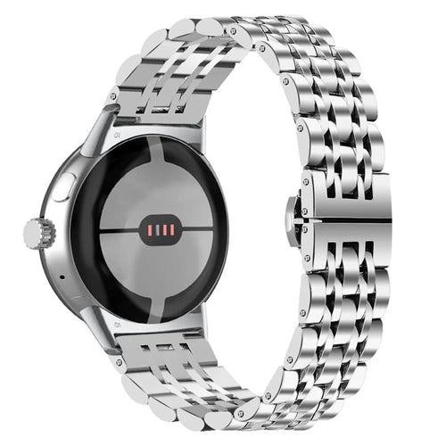 For Google Pixel Watch 4 41mm / Watch 3 41mm / Watch 2 / Watch Luxury 7 Beads Stainless Steel Smart Watch Band Stylish Replacement Wrist Strap - Silver - 1