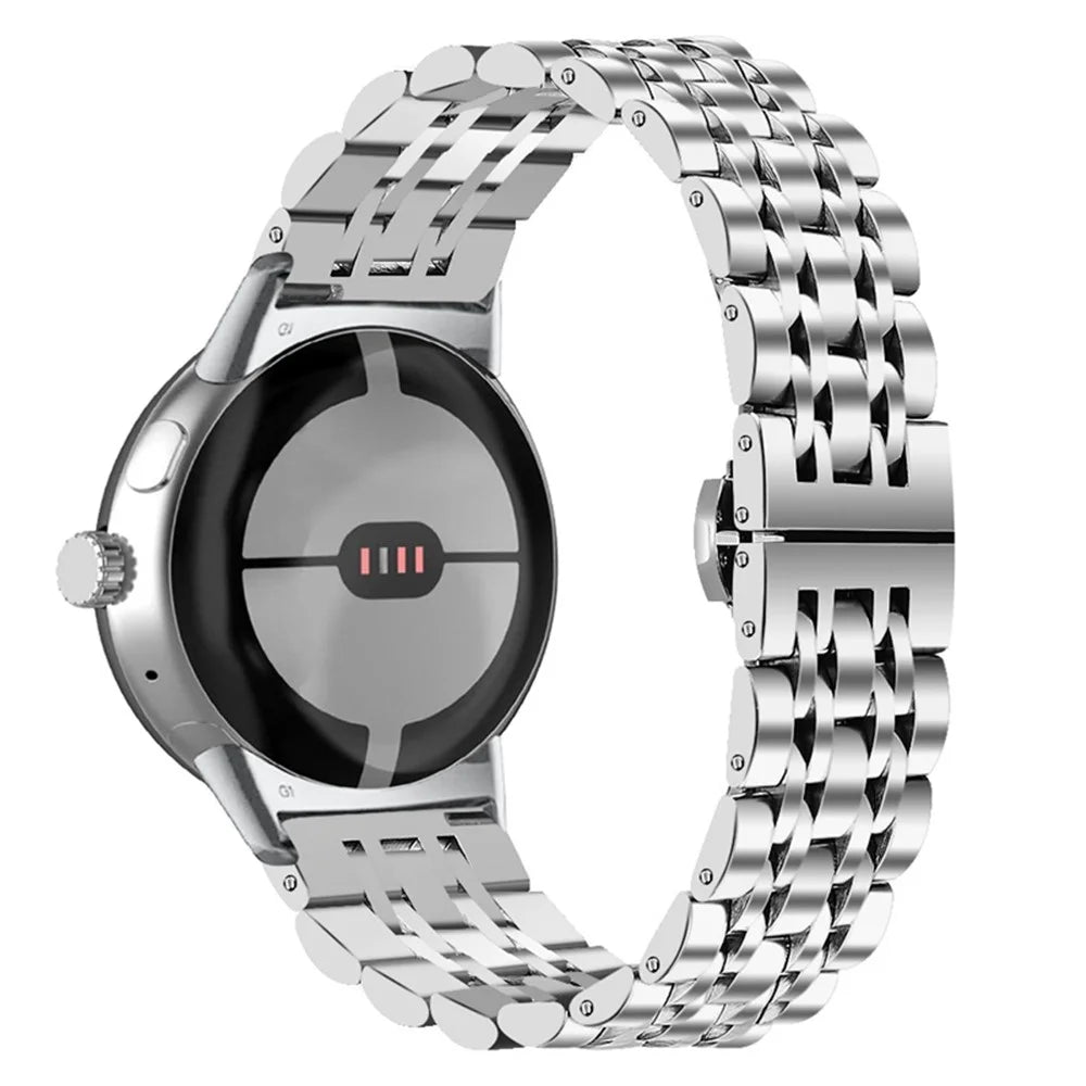 For Google Pixel Watch 4 41mm / Watch 3 41mm / Watch 2 / Watch Luxury 7 Beads Stainless Steel Smart Watch Band Stylish Replacement Wrist Strap - Silver - 1