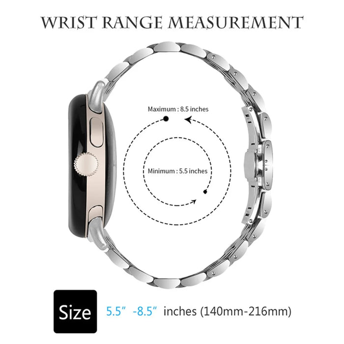For Google Pixel Watch 4 41mm / Watch 3 41mm / Watch 2 / Watch Luxury 7 Beads Stainless Steel Smart Watch Band Stylish Replacement Wrist Strap - Silver - 4